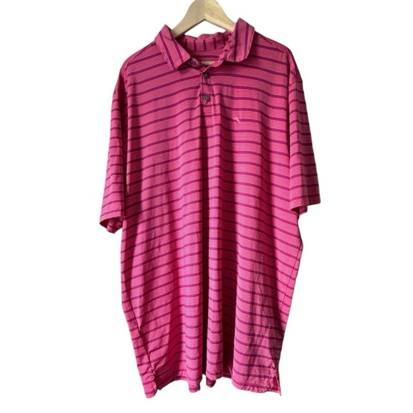 Tommy Bahama Island Zone Sz 2XL Java Red Palm Desert Driver Stripe Polo Shirt - Picture 1 of 10